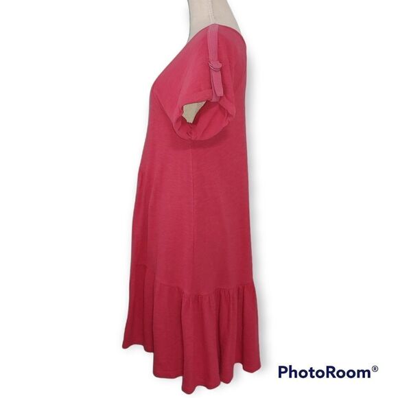 Saturday Sunday Kathie Anthropologie rolled short sleeves flounced tunic dress - Picture 7 of 9